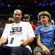 LaVar Ball and LaMelo Ball look on from the audience during week 8 of the Big3 three-on-three basketball league at Staples Center in Los Angeles on Aug. 13, 2017. (Sean M. Haffey/Getty Images)